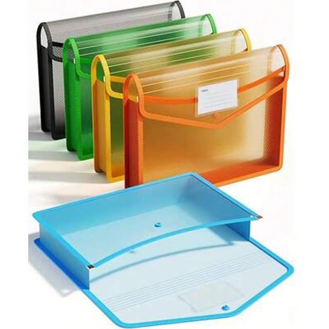 SHEIN Plastic Expanding File Folder, Transparent Envelopes With Snap Closure, No Dividers, Large Capacity, Assorted Colors, Fit Letter/A4 Size (Random Card