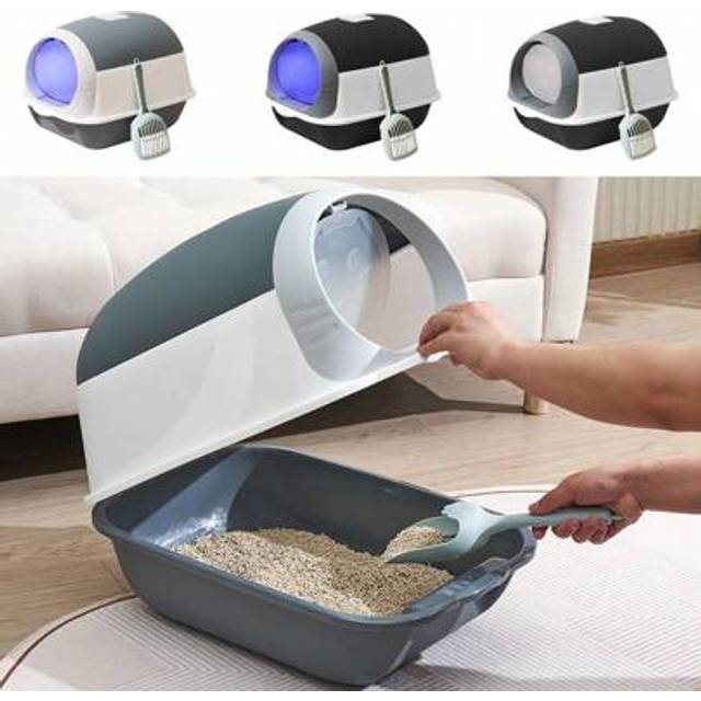SHEIN Living And Home Detachable Cat Litter Box With UV Sterilizer Lamp/Without UV Sterilizer Lamp ,Cat Litter Tray,Cat Pan Cat Toilet,Pet Supplies