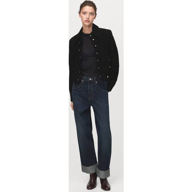 Wide-leg jeans with turn-up hem open blue - Woman - 6 - MANGO - Open Blue