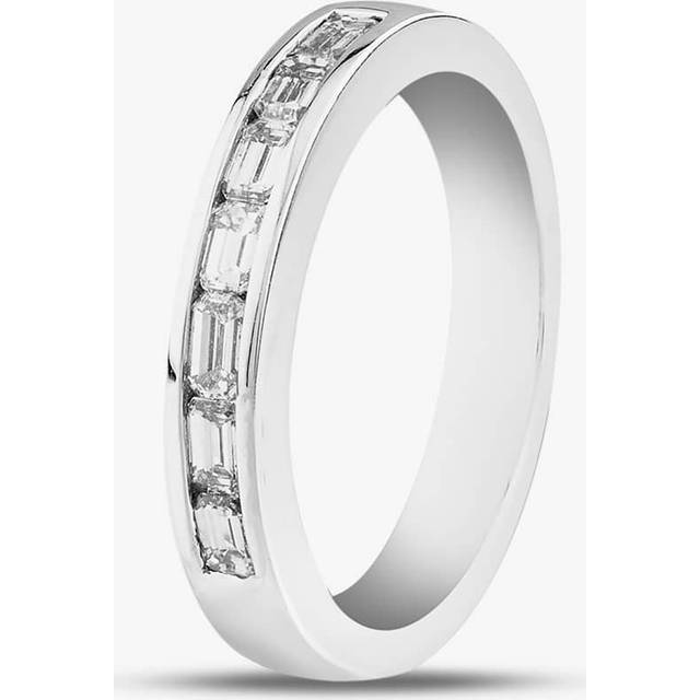 Platinum 0.60ct Emerald Cut Diamond Half Eternity Ring R37895PT95DD - Silver