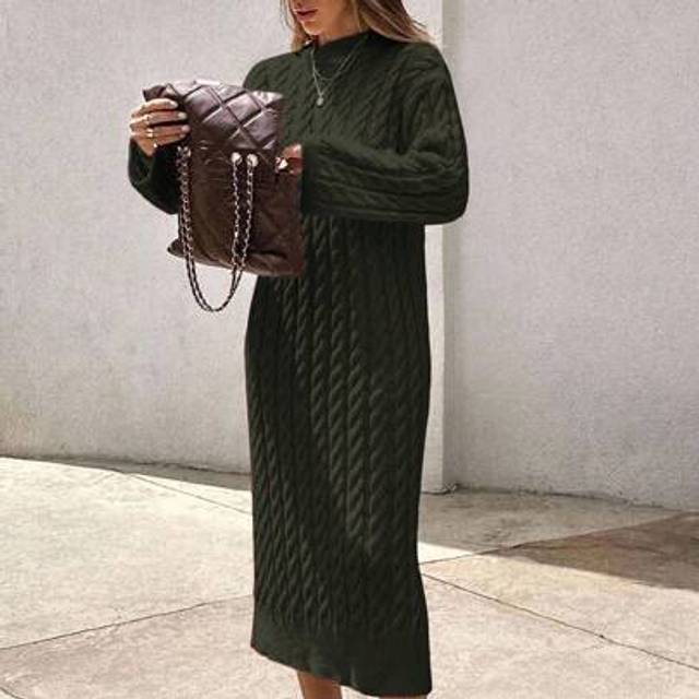 SHEIN Women&#39;s Knitwear Long Dress With Cable Pattern