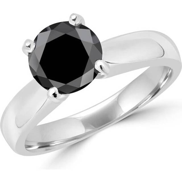 Majesty Diamonds MD160313 1.4 CT Classic Solitaire 4-Prong Round BlacK Diamond Engagement Ring in 14K