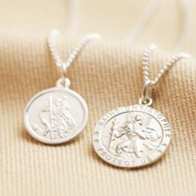 Sterling Silver St Christopher Pendant Necklace - silver - one size