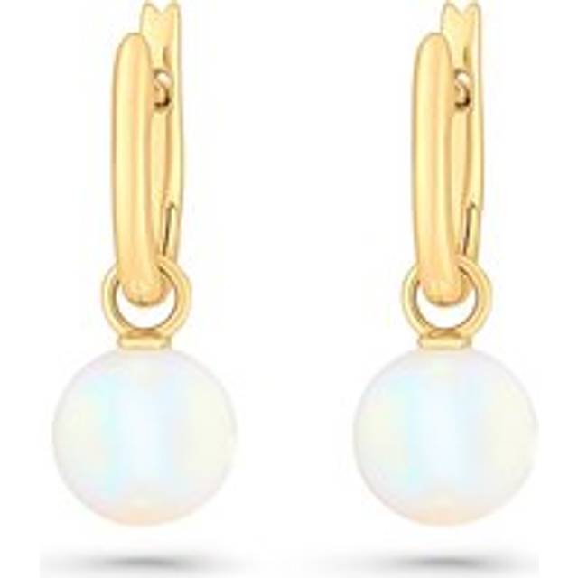 9ct Yellow Gold Freshwater Pearl Hoop Earrings
