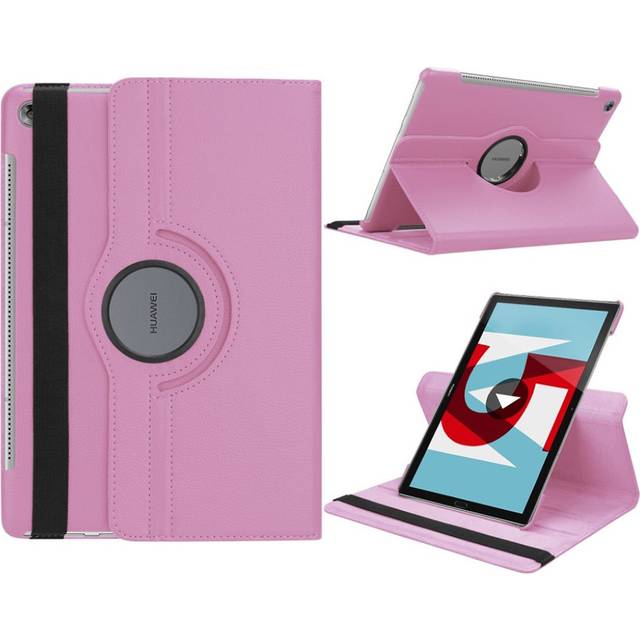 Huawei MediaPad M5 10/M5 10 (Pro) skyddshölje PU läder skyddande stående läge litchi textur - Rosa