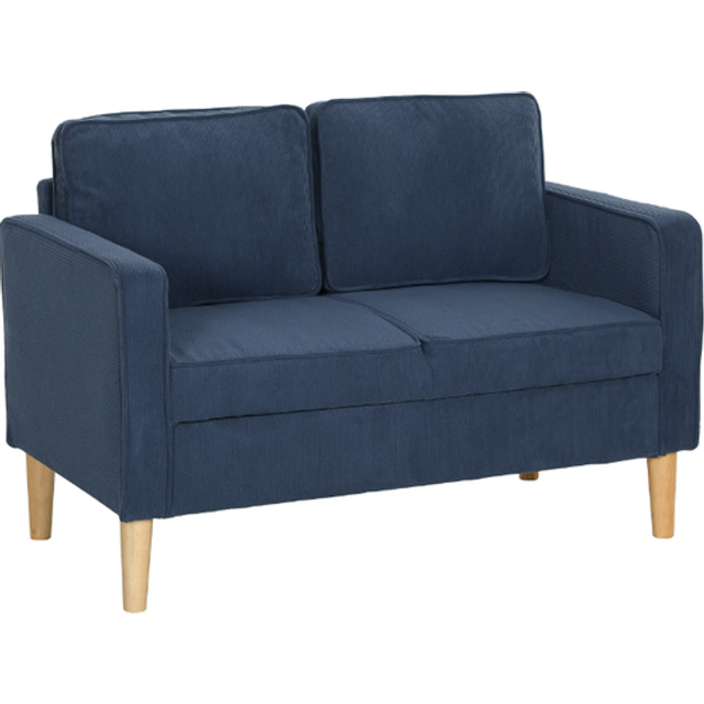 Homcom Compact 2 Seater Sofa With Under Seat Storage For Small Spaces Blue