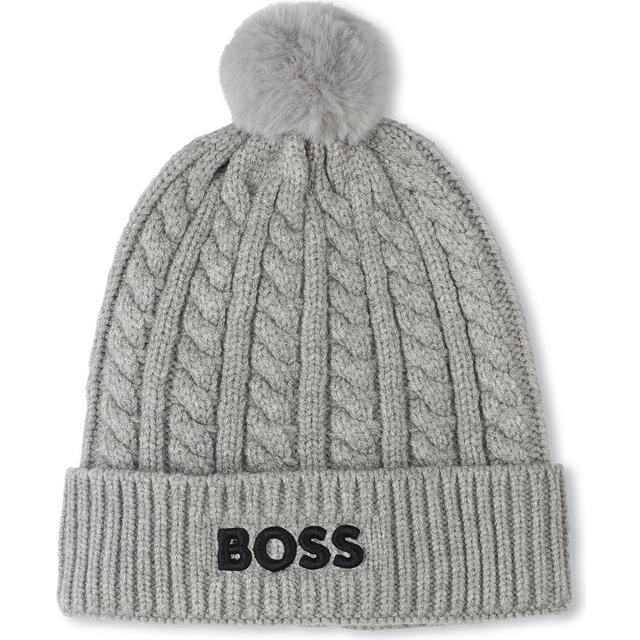 BOSS Mössa - Stickad - Gråmelerad m. Pom-Pom - BOSS - 50 cm - Mössa