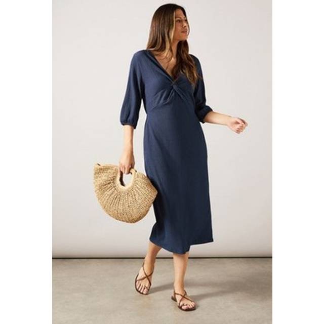 Womens Navy Jersey Twist Front Midaxi Dress - 10