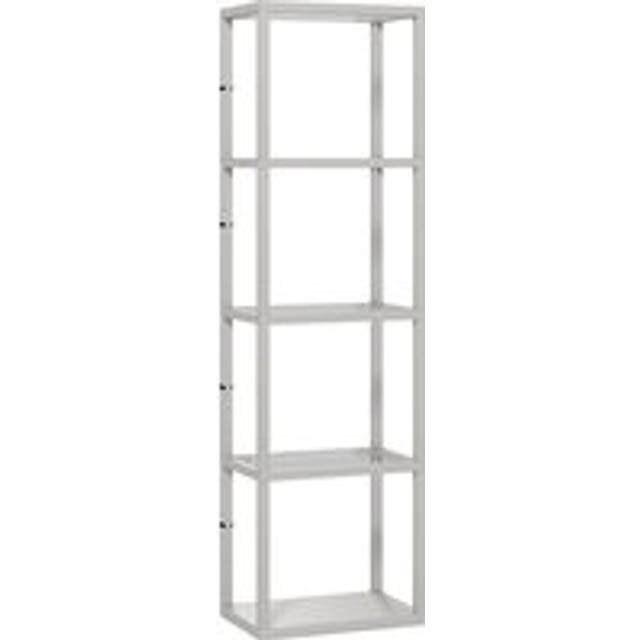 Homcom Led Floor Lamp With Glass Shelves, 4 Layers Dimmable Tall Standing Lamp, Modern Column Shelf Floor Light For Living Room, Bedroom, Office, Grey