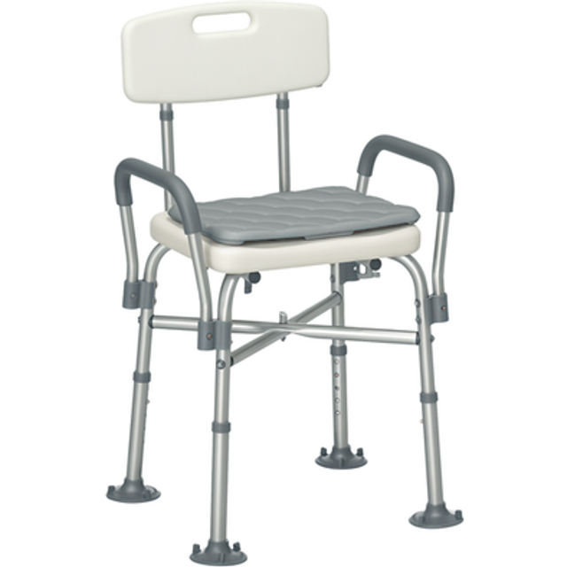 HOMCOM Aluminium Shower Chair Adjustable Bath Stool for Senior Disabled Pregnant