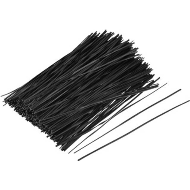 Metallic Twist Ties 150mmx1.8mm Plastic Black Cable Cord Ties 500pcs