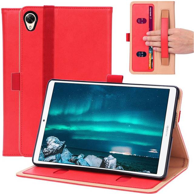 Huawei MediaPad M6 8.4 hållbart flipfodral i läder - Röd