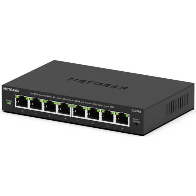 NETGEAR Gigabit Ethernet Plus-switch med 8 portar (GS308E) stationär eller väggmontering, tyst drift