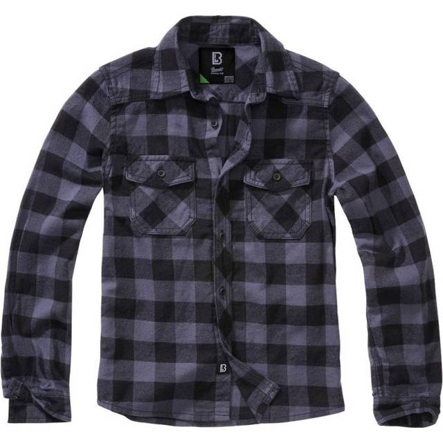 Brandit Kids Check Shirt Lightweight Flannel Straight Cut Long Sleeve Black/grey