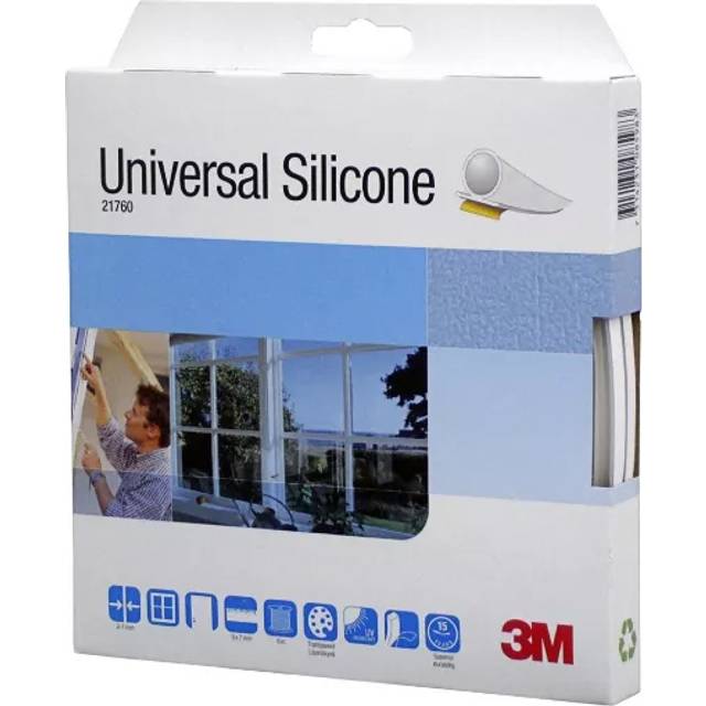 3M Tätningslist universal silikon, med häftämne, vit, rund, 9x7 mm, 6 m