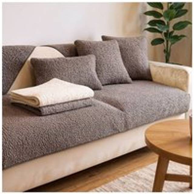 Living And Home Non-Slip Faux Plush Sofa Cover In Grey - Small