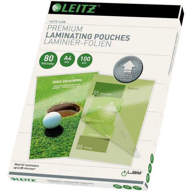 LEITZ iLAM 74780000 80 Micron A4 Laminating Pouches - 100 Pack