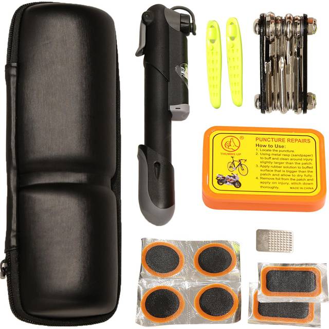 Bicycle Repair Kit Repair Tool Kit Tyre Pump Portable Maintenance Tool Emergency Camping Travel Tool black