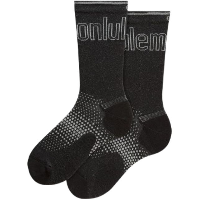 lululemon – Women's MacroPillow Crew Running Socks Medium Cushioning – Color Black/Silver – Size Large - Black/Silver Drop