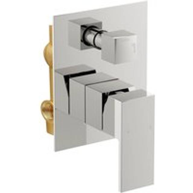 Concealed Twin Shower Mixer Valve with Built in Diverter - Chrome Brass