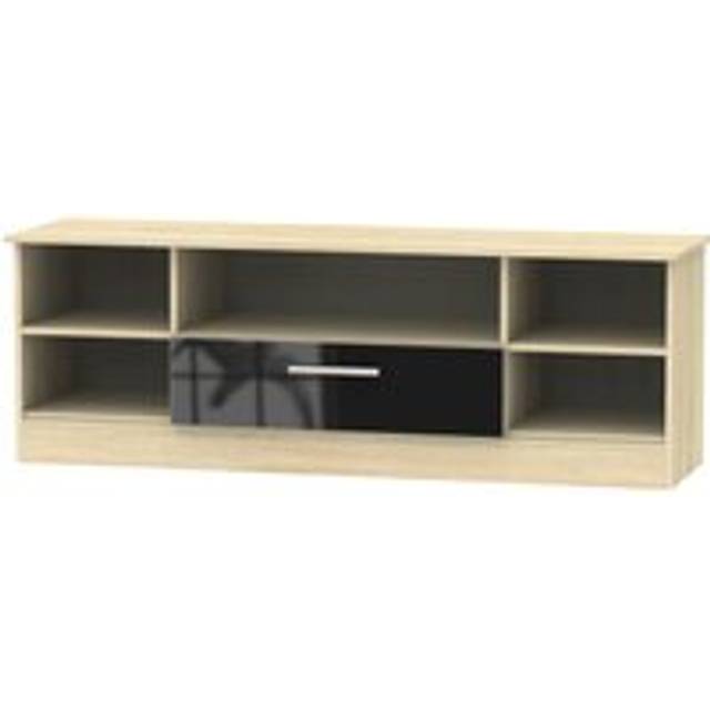 Trent Wide Open Tv Unit In Black Gloss & Black Matt (Ready Assembled) - One Size