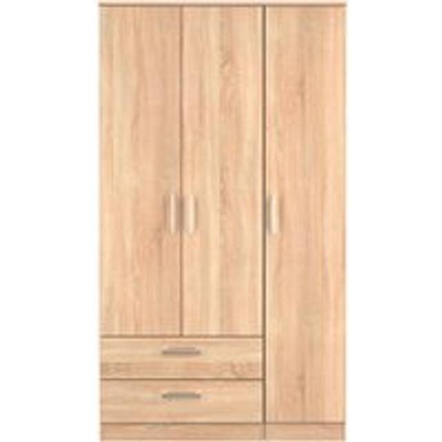 Cornwall Tall Triple 2 Drawer Wardrobe In Bardolino Oak (Ready Assembled) - One Size