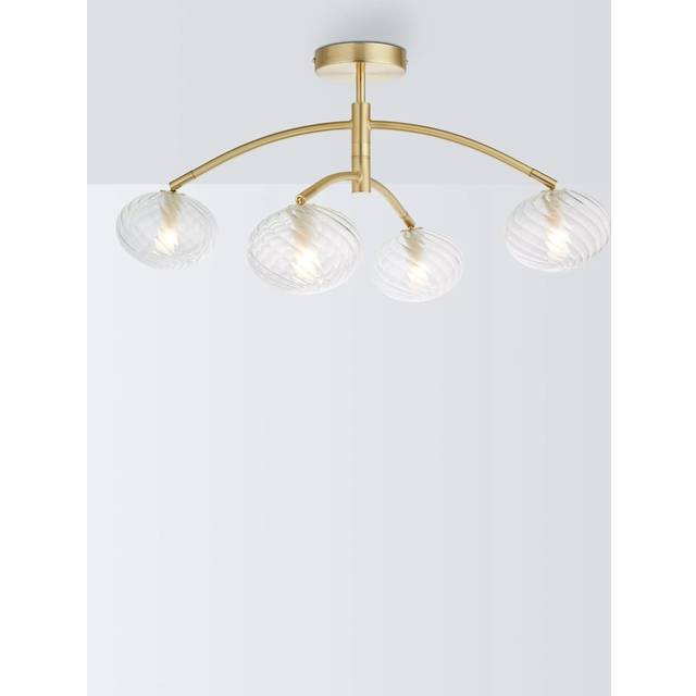 John Lewis Bowe 4 Arm Semi Flush Ceiling Light, Brushed Brass