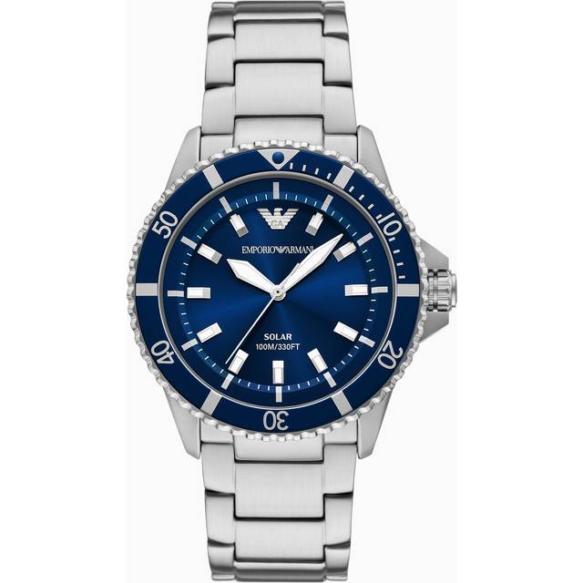 Emporio Armani AR11697 Men's World Explorer Solar Bracelet Watch, Blue