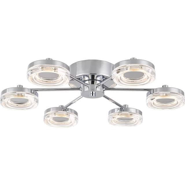 John Lewis Spartacus LED 6 Arm Flush Ceiling Light, Polished Chrome