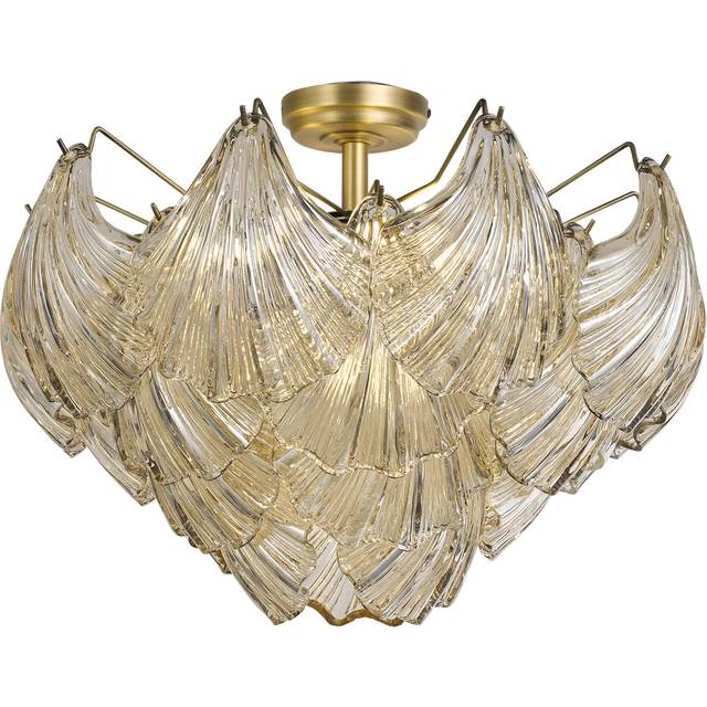 John Lewis Deco Shell Glass Semi Flush Ceiling Light, Champagne