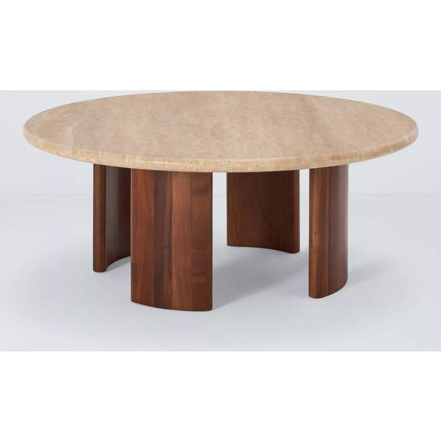 John Lewis Adina Travertine Top Coffee Table, Walnut