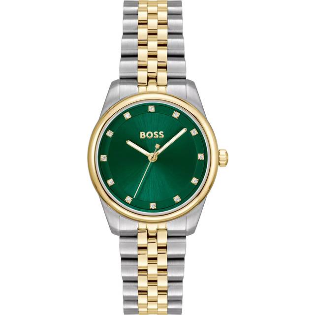 BOSS Ladies Graceful Two Tone Green Crystal Dial Watch 1502834
