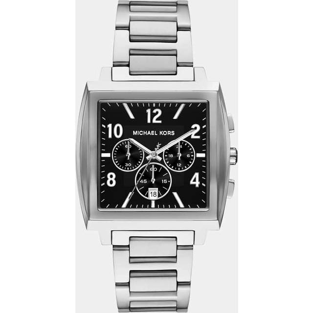 Michael Kors Rhys Men's Stainless Steel Square Black Dial Bracelet Watch