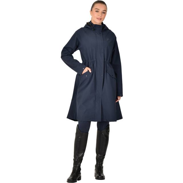 Dublin Wet Weather Womens Waterproof Long Jacket - Navy Blue Size: 12