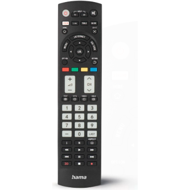 Hama Universal Remote Control for Panasonic TVs IR Learning Function Illuminated Keys