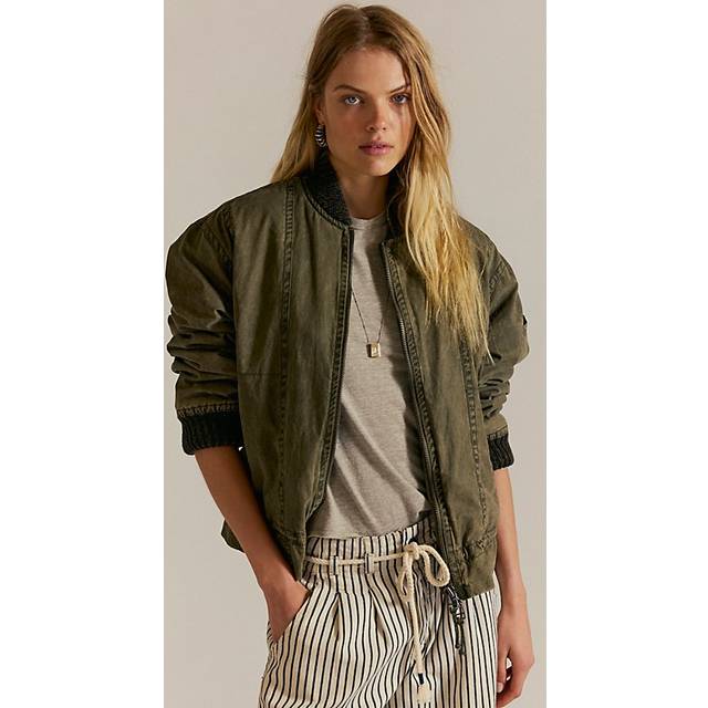 We The Free Jax Washed Bomber Jacket in Olive, Size: Large