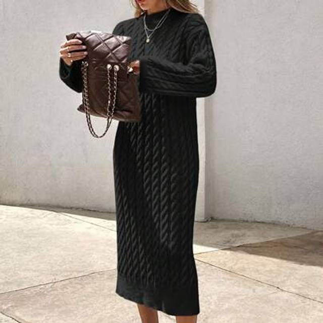 SHEIN Women&#39;s Knitwear Long Dress With Cable Pattern