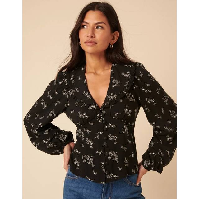 Black Floral Long Sleeve Blouse (10)