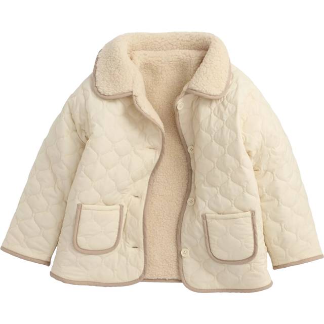MORI Kids' Reversible Quilted Borg Jacket, Milk