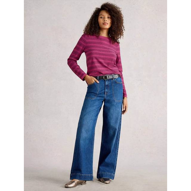 White Stuff Clara Striped Boat Neck T-Shirt