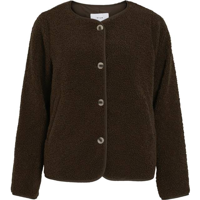 Vila Viada Teddy Jacket Overgangsjakke - Mørkebrun