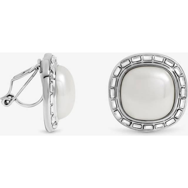 Jon Richard Jon Richard Rhodium Plated and Pearl Clip Earrings