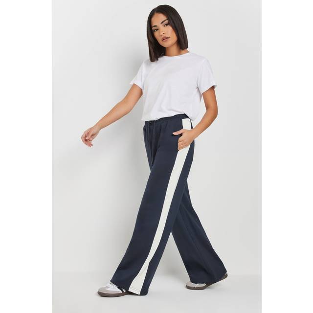 Pixiegirl Petite Navy Blue Side Striped Wide Leg Jogger 18 Pixiegirl | Petite Women's Joggers