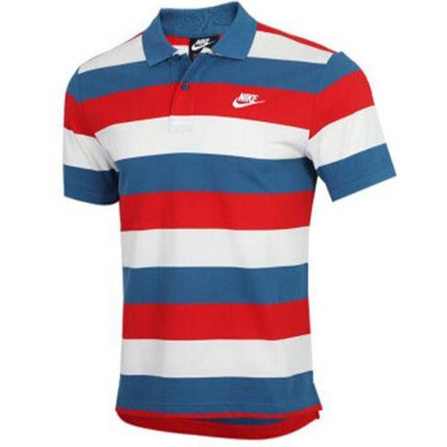 Nike Striped Short Sleeve Polo Shirt Men Tops Red Blue CJ4466-457 XL