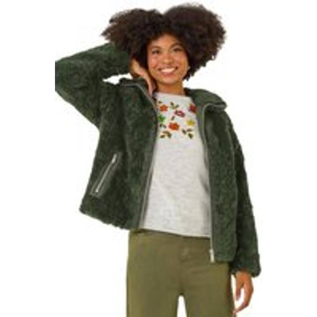 Roman Teddy Borg Bomber Coat In Green - 20