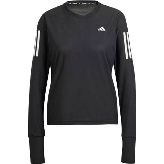 Adidas Own The Run Long Sleeve Tee With Striped Color Block Women Tops Black IN1568 S
