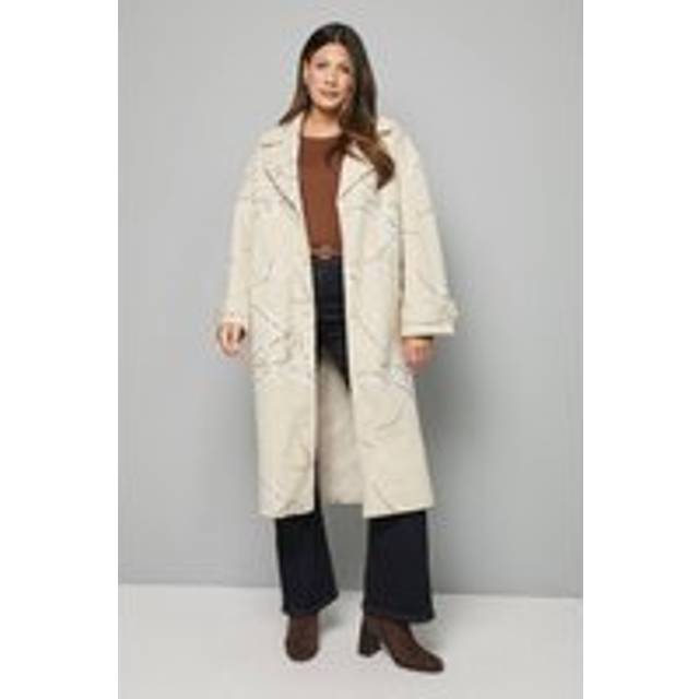 Womens Floral Three Button Collared Coat - Cream - 22