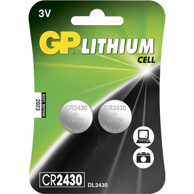 GP GPCR2430STD411C2 Button Cell CR2430 3V 300mAh 2pieces Lithium B...