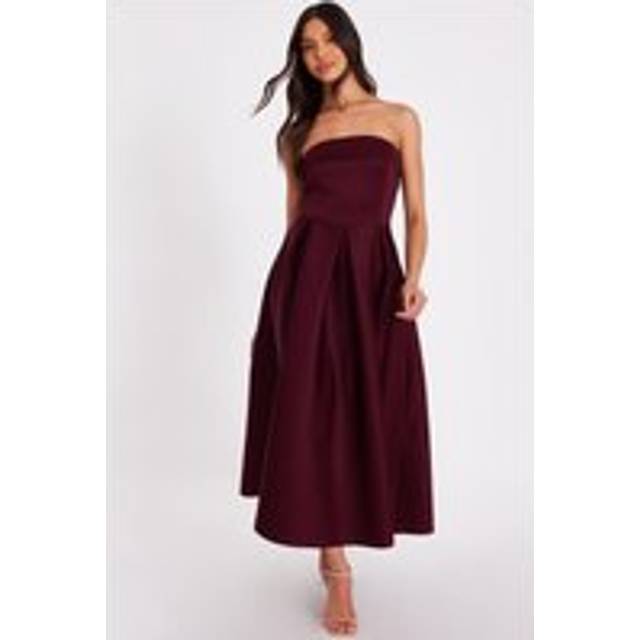 Burgundy Bandeau Skater Dress - 10