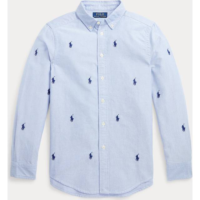 Polo Ralph Lauren Kids Logo embroidered cotton Oxford shirt - blue (Y 8-9)